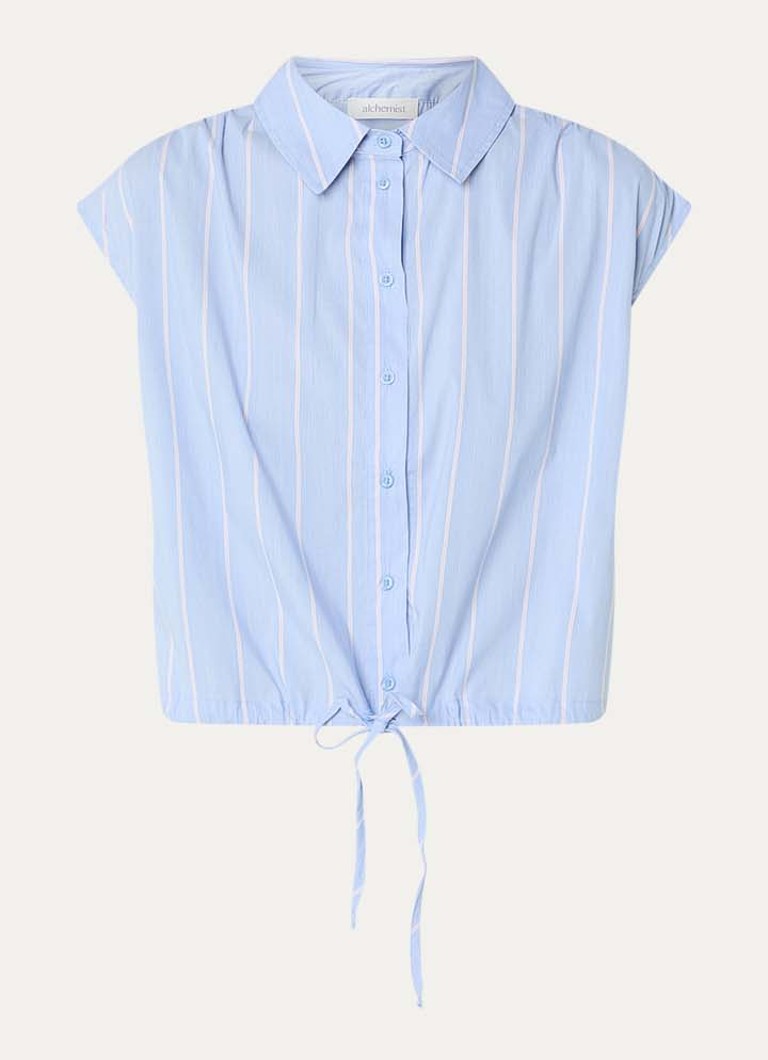 Alchemist Dames Flora blouse met streepprint in de kleur Lichtblauw