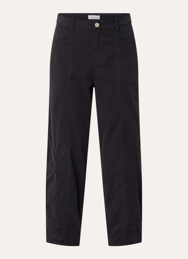 Alchemist Dames Abbi high waist tapered fit broek met steekzakken in de kleur Zwart