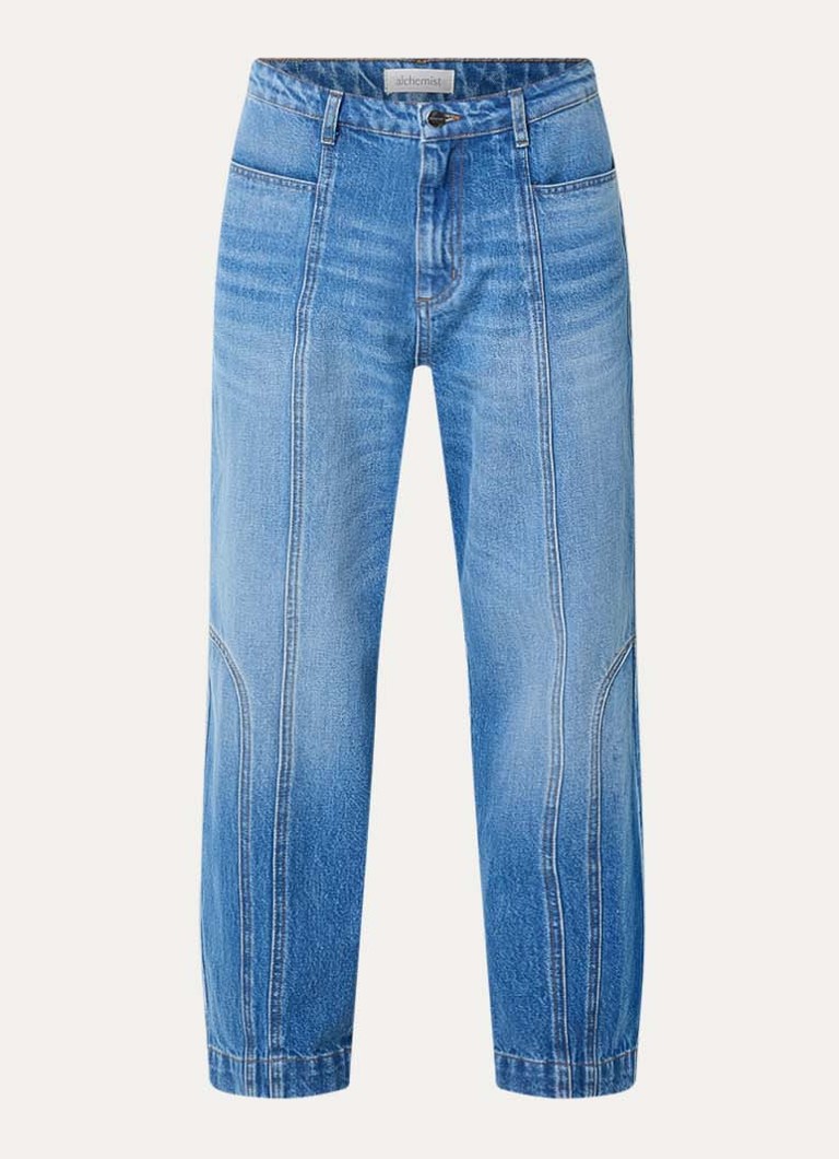 Alchemist Dames Abbi high waist tapered fit cropped jeans met medium wassing in de kleur Indigo