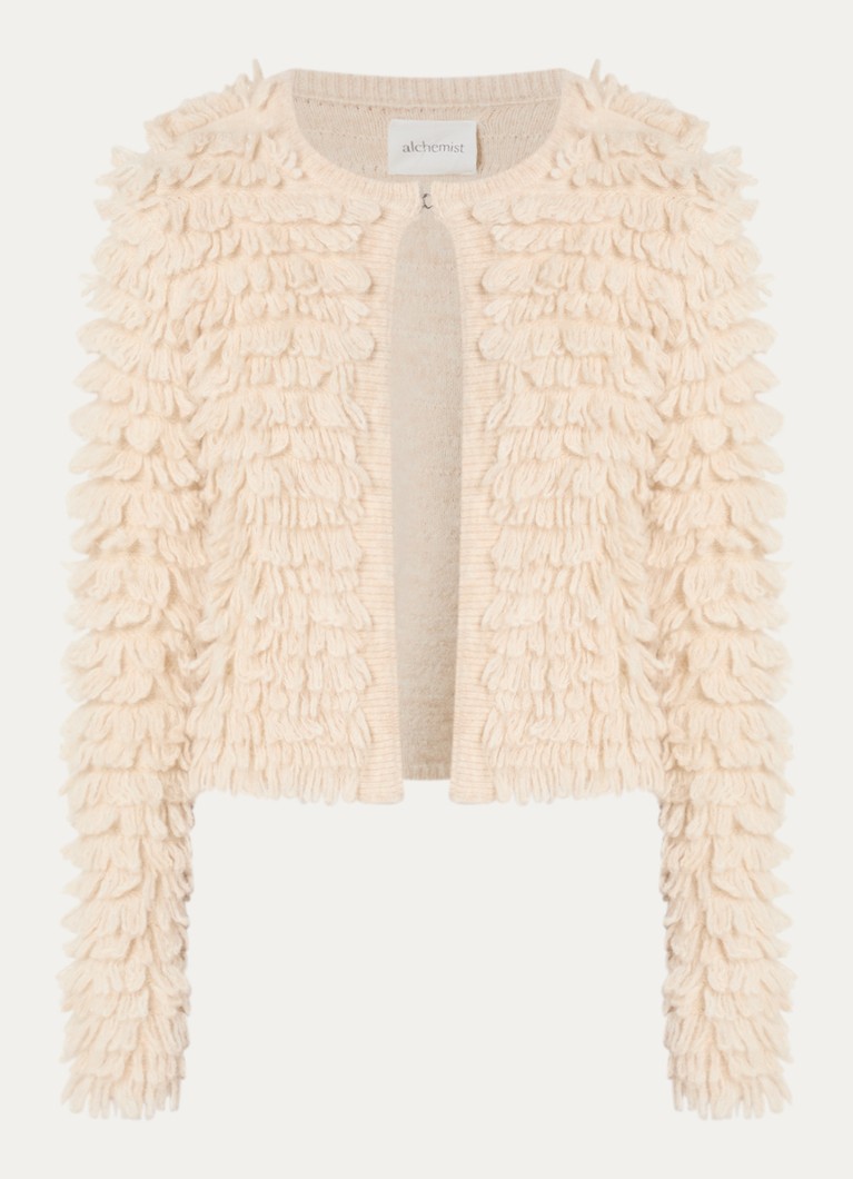 Alchemist Dames Sen grofgebreid vest met ronde hals in de kleur Creme