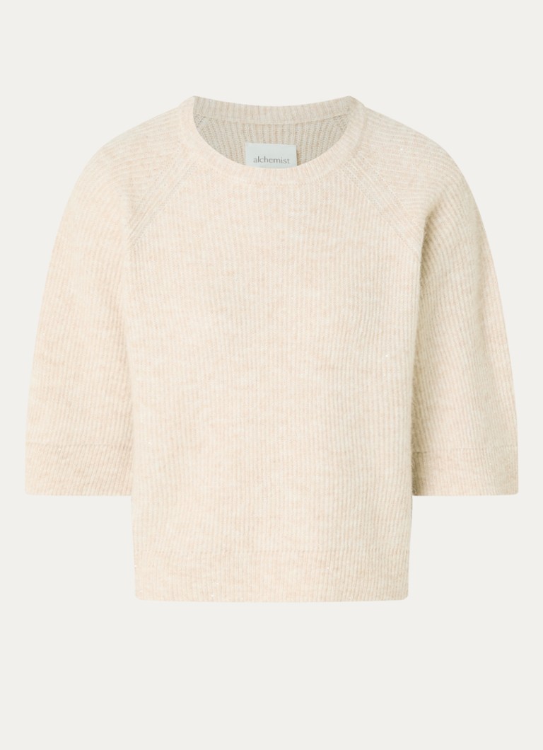 Alchemist Dames Misty ribgebreide trui met pailletten in de kleur Creme