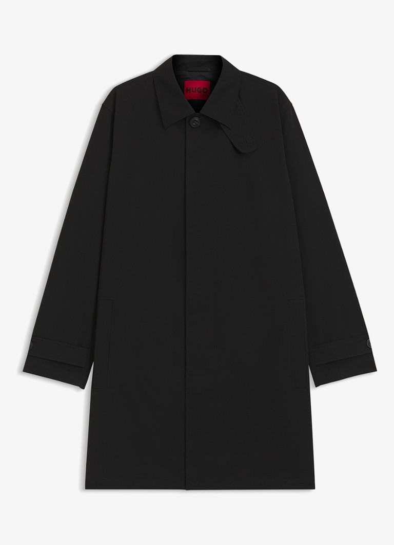 HUGO Heren Regular-fit Herentel van waterafstotende gabardine in de kleur Zwart