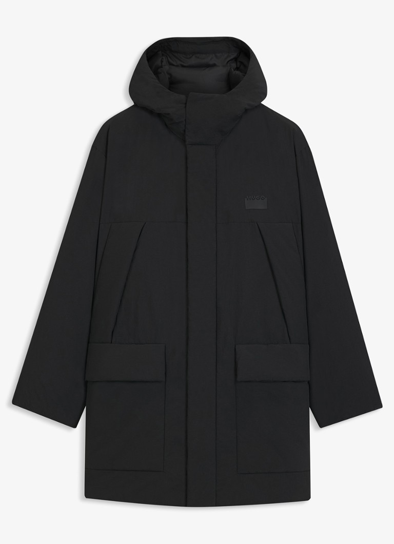 HUGO Heren Puffer jas met logo in de kleur Zwart