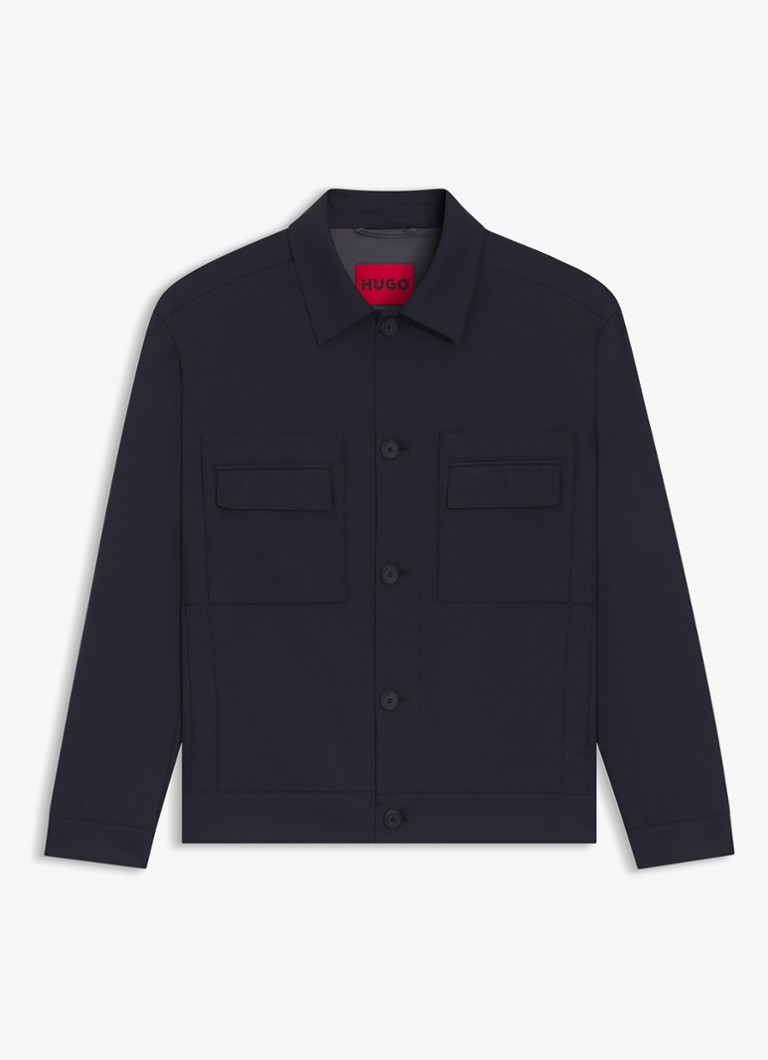 HUGO Heren Jack met borstzakken in de kleur Donkerblauw