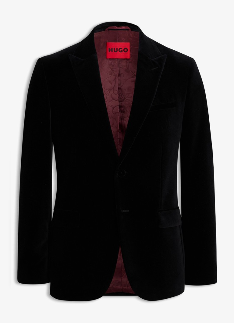 HUGO Heren Slim fit colbert van fluweel in de kleur Zwart