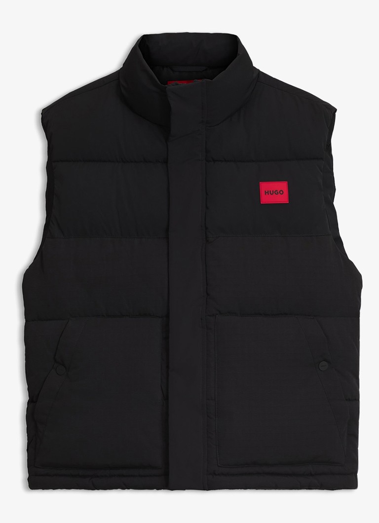 HUGO Dames Gewatteerde bodywarmer met logo in de kleur Zwart