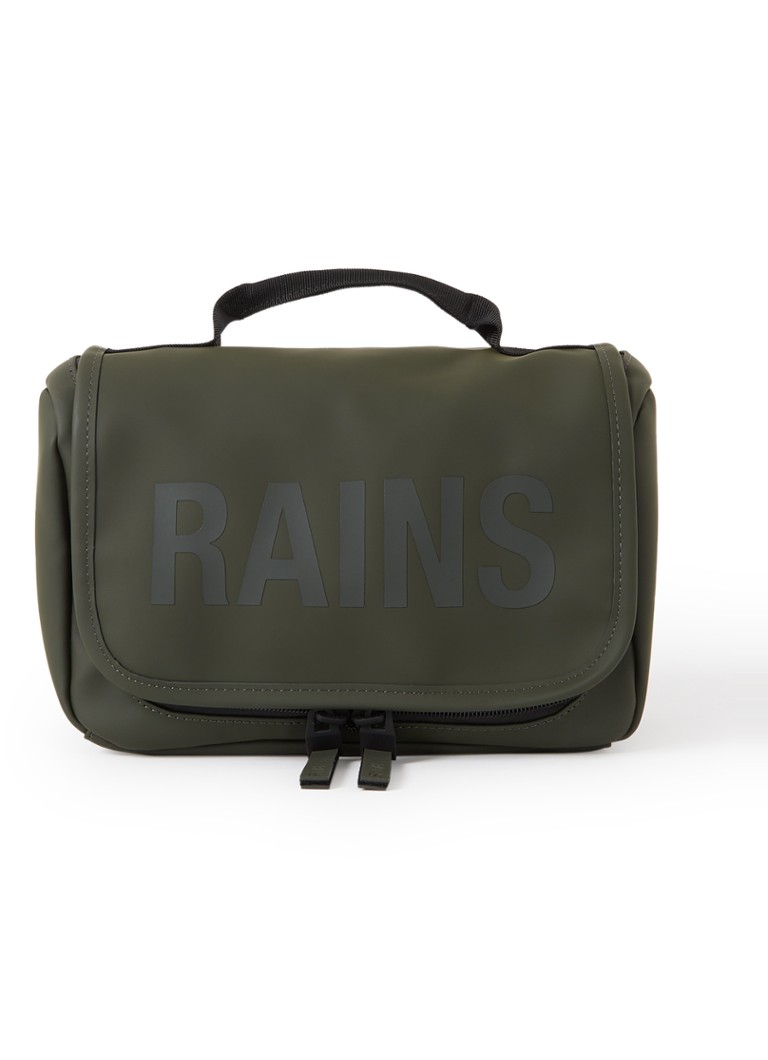 Rains Texel toilettas met waterafstotende coating en logo Donkergroen - Deal