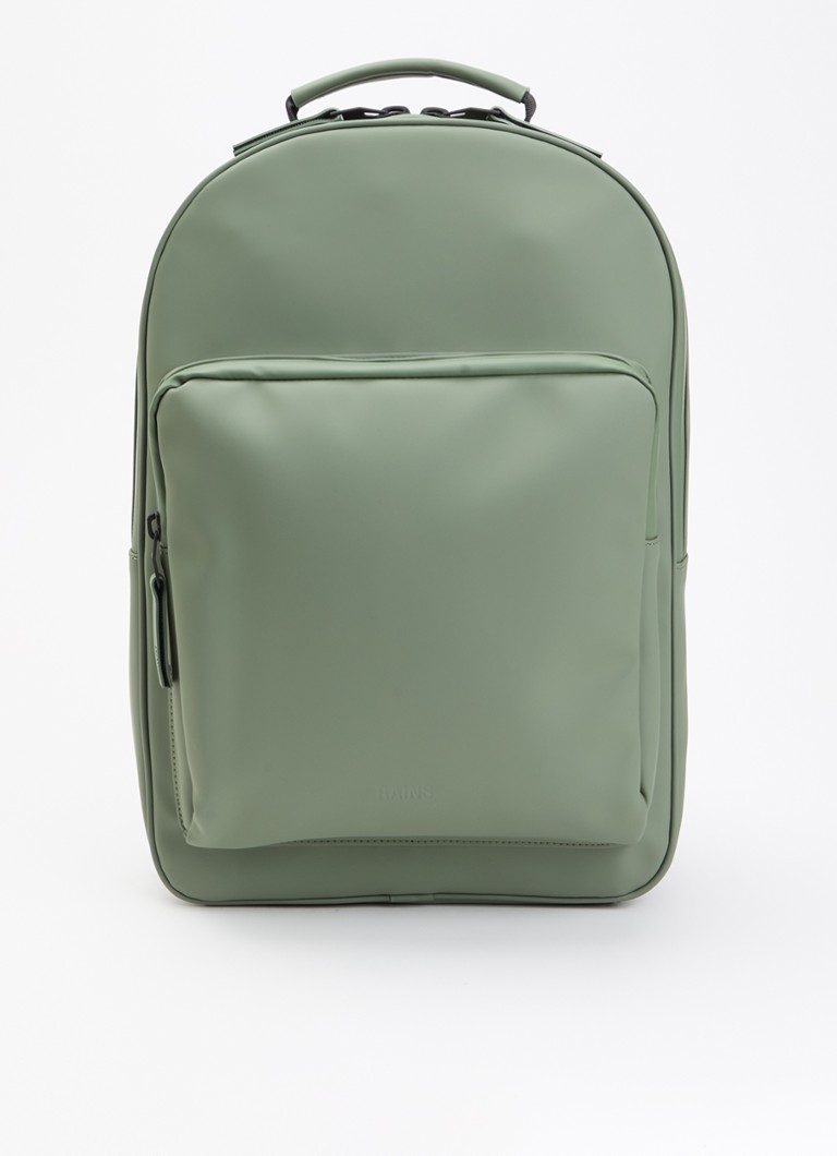 Rains Book Daypack W3 Large rugzak met 16 inch laptopvak en waterafstotende coating Olijfgroen - Deal