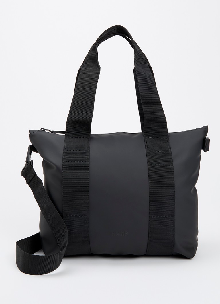 Rains Dames Tote Micro W3 schoudertas met afneembare schouderriem en waterafstotende coating in de kleur Zwart, maat: XS