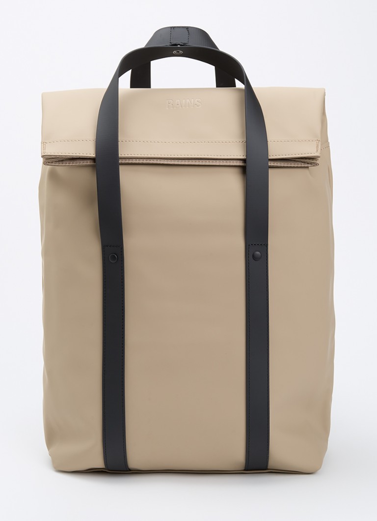 Rains Dames 2 Way rugzak met 16 inch laptopvak en waterafstotende coating in de kleur Beige, maat: 33x58
