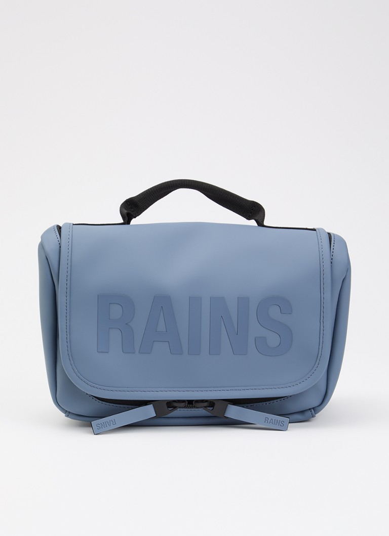 Rains Texel toilettas met waterafstotende coating en logo Staalblauw - Deal