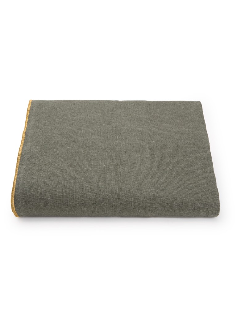 Haomy Verone tafelkleed van linnen 160 x 250 cm Olijfgroen - Deal