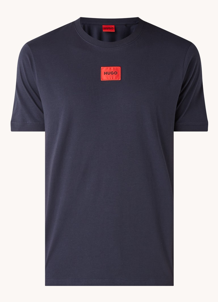 HUGO Heren Diragolino T-shirt met logo in de kleur Donkerblauw