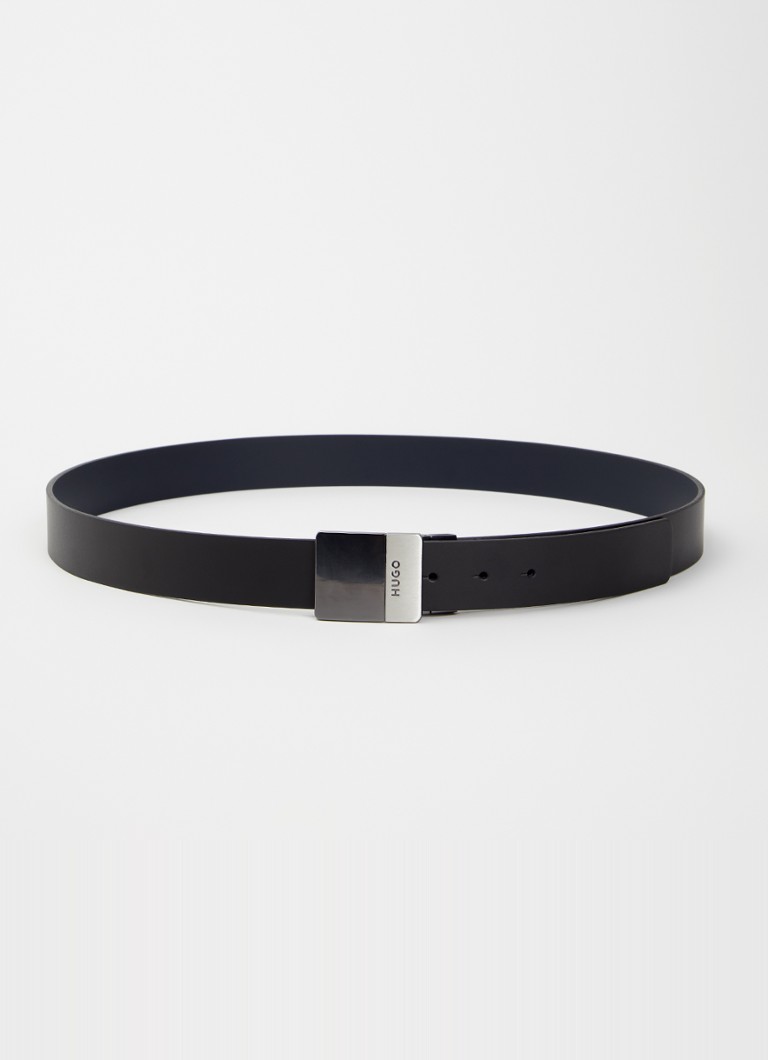 HUGO Heren Reversible riem van leer met logo in de kleur Zwart