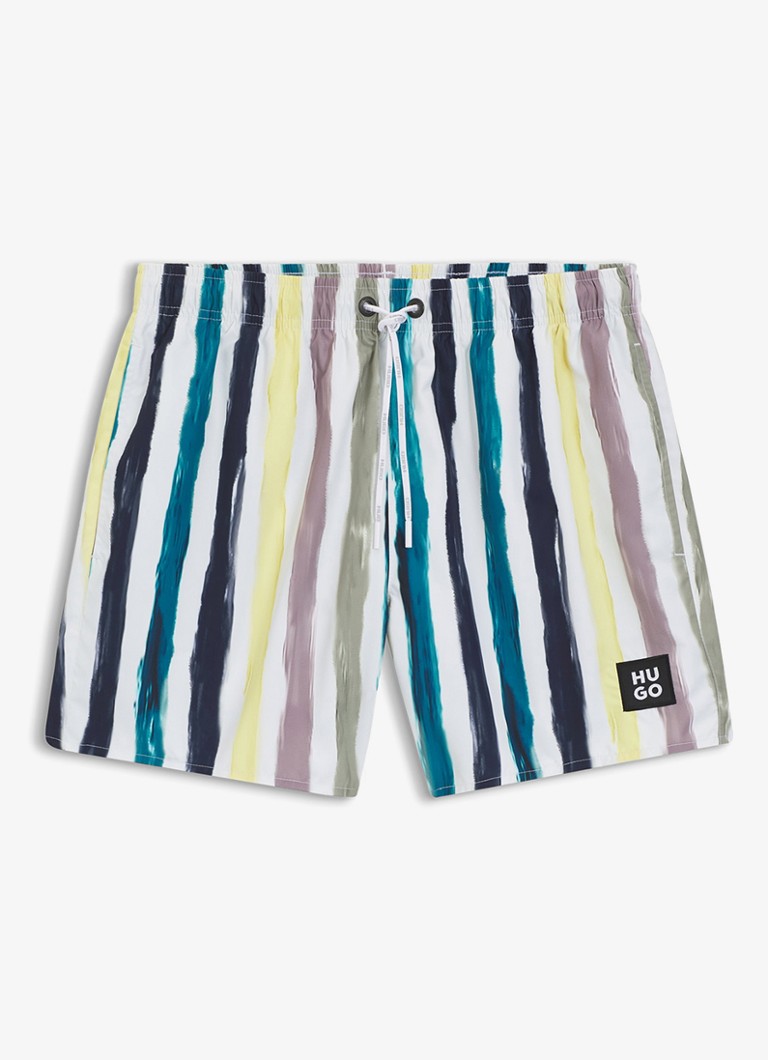 HUGO Heren Zwemshorts met streepprint in de kleur Multicolor