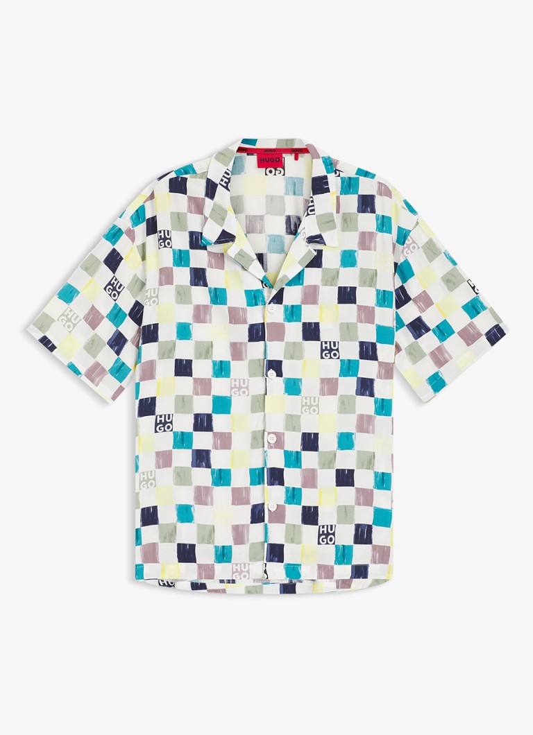 HUGO Heren Relaxed fit overshirt met grafische print in de kleur Multicolor