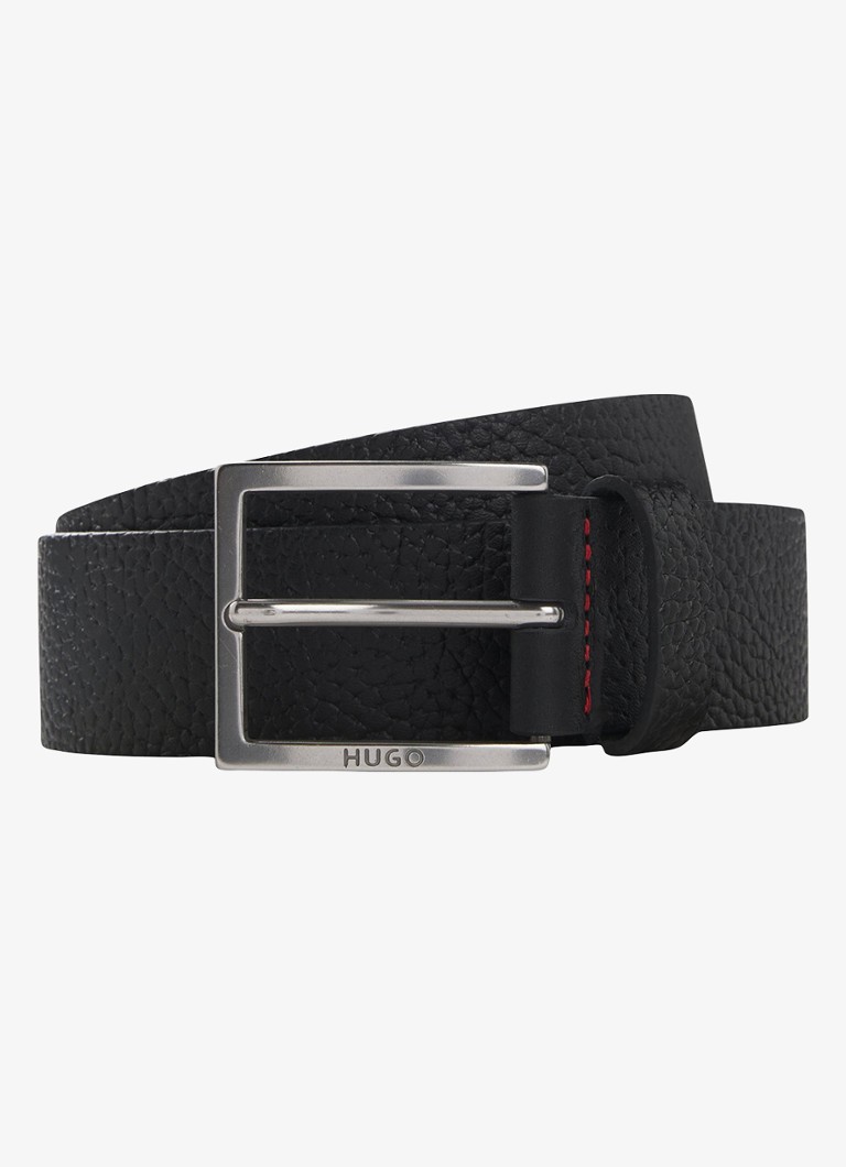 HUGO Heren Riem van leer in de kleur Zwart