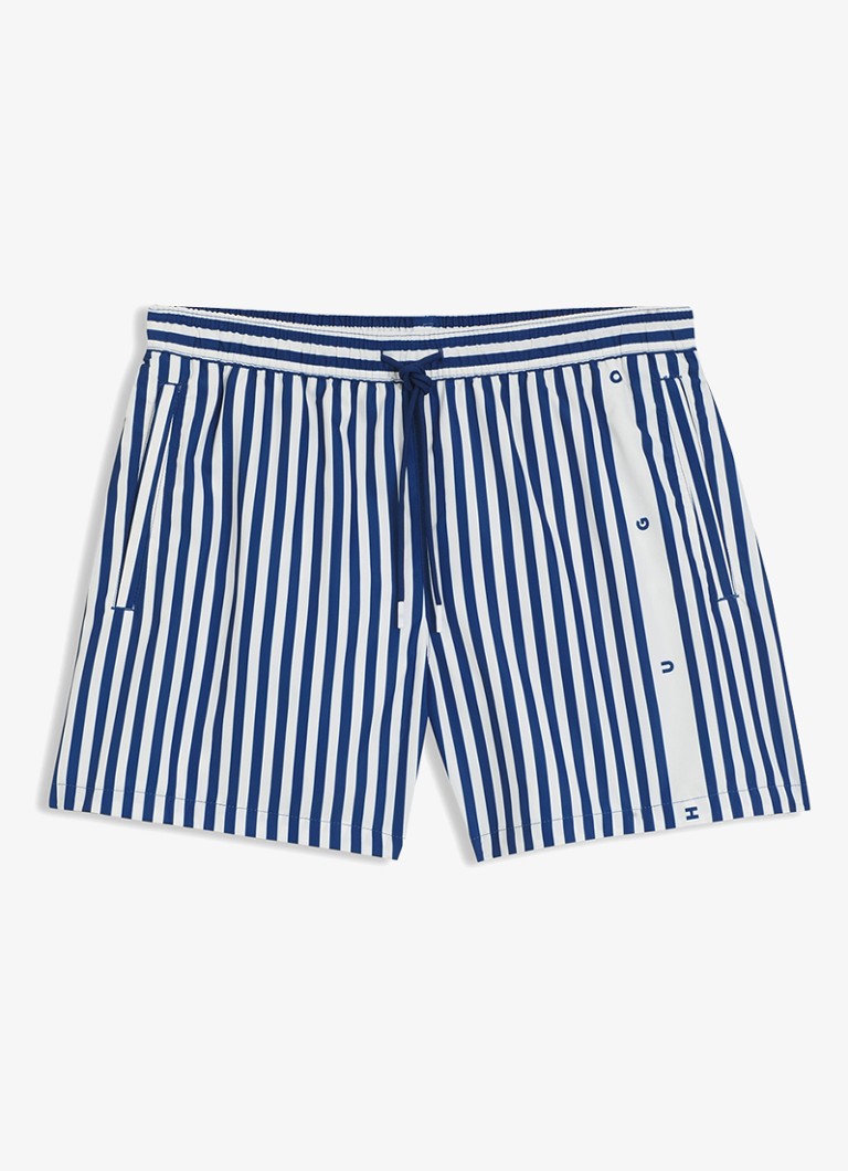 HUGO Heren Zwemshort met streepprint in de kleur Blauw