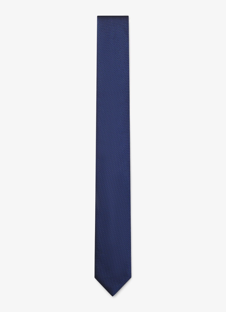 HUGO Heren Stropdas van zijde met jacquard dessin in de kleur Donkerblauw