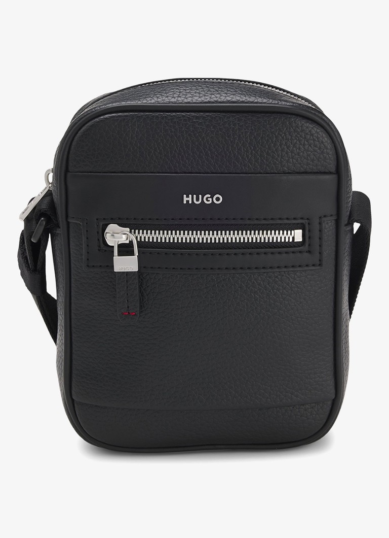 HUGO Heren Crossbodytas met logo en verstelbare schouderriem in de kleur Diepzwart