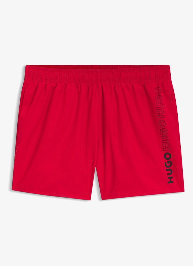HUGO Heren Zwemshorts met logoprint in de kleur Oudroze