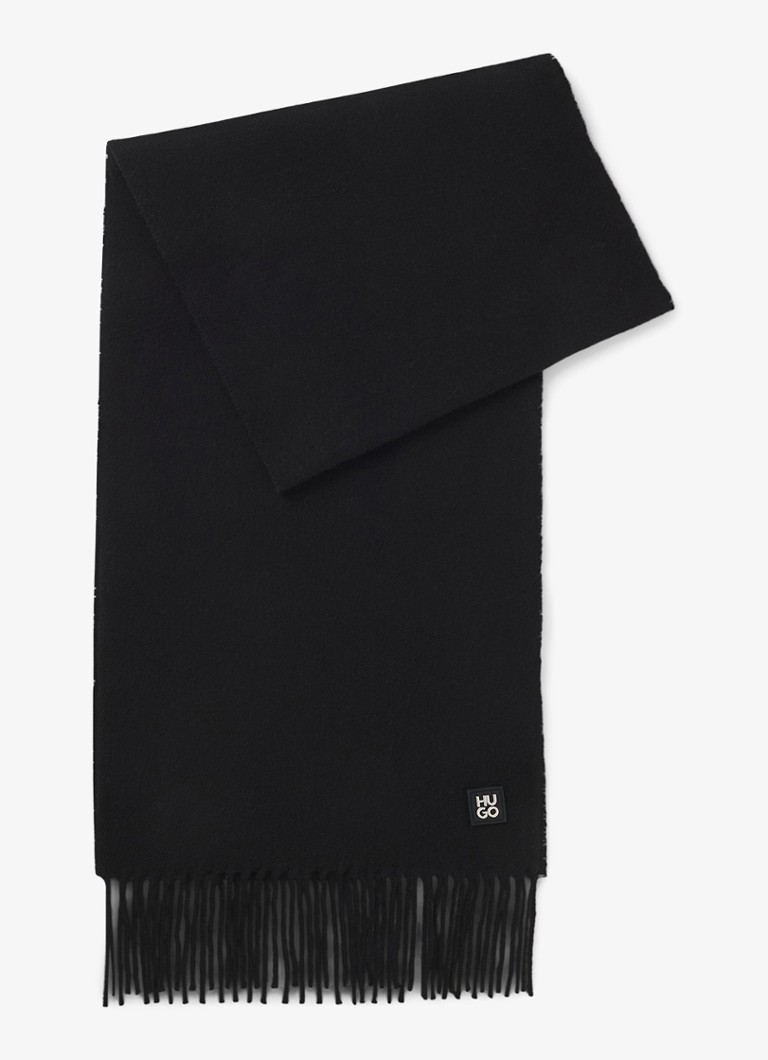 HUGO Heren Sjaal met logo in de kleur Zwart