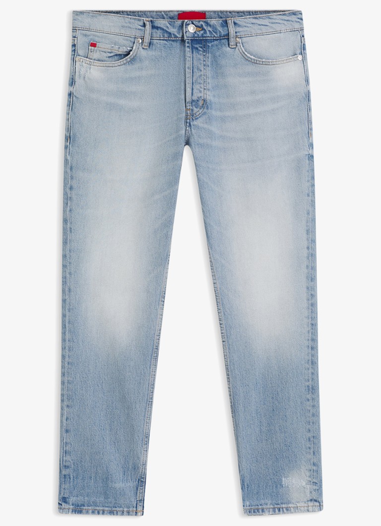 HUGO Heren HUGO 634 tapered fit jeans met lichte wassing in de kleur Light/Pastel Blue-450 / Blauw