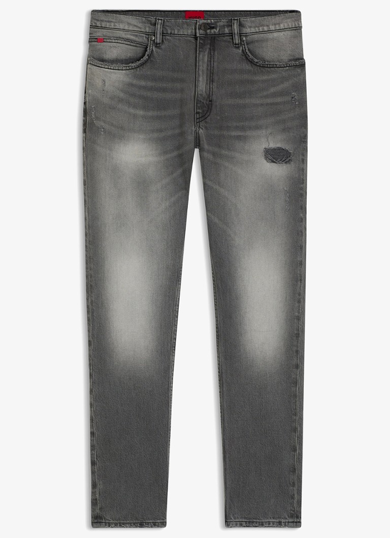 HUGO Heren Slim fit jeans met gekleurde wassing in de kleur Grijs