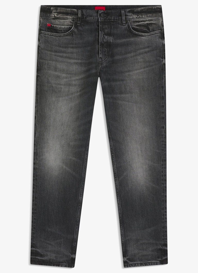 HUGO Heren Tapered fit jeans met steekzakken in de kleur Charcoal-010 / Grijs