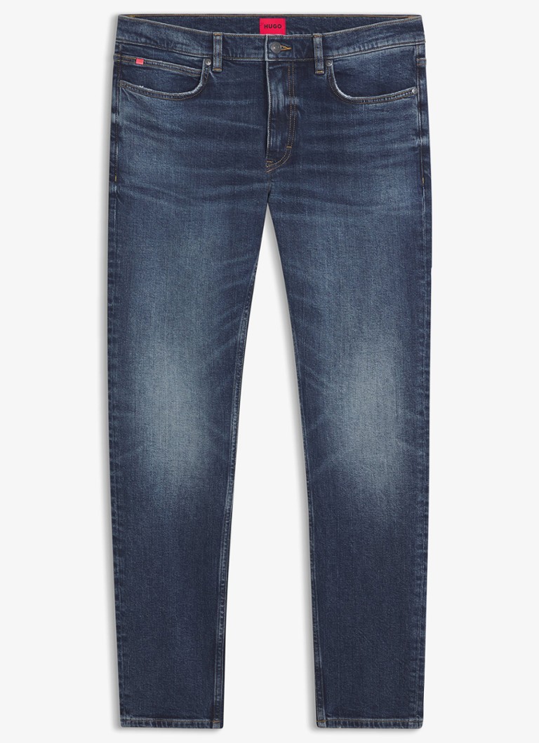 HUGO Heren Slim fit jeans met donkere wassing in de kleur Middenblauw