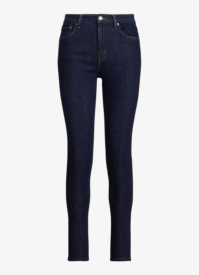 Ralph Lauren Dames Mid waist slim fit jeans met donkere wassing in de kleur Rinse Wash / Indigo