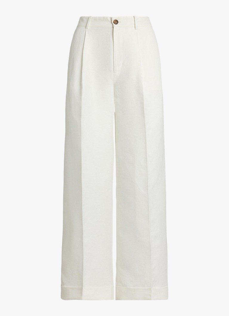Ralph Lauren Dames Mid waist wide fit broek met steekzakken in de kleur Wit