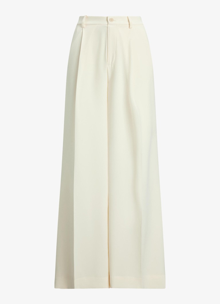 Ralph Lauren Dames High waist wide fit pantalon met steekzaken in de kleur Mascarpone Crème / Crème