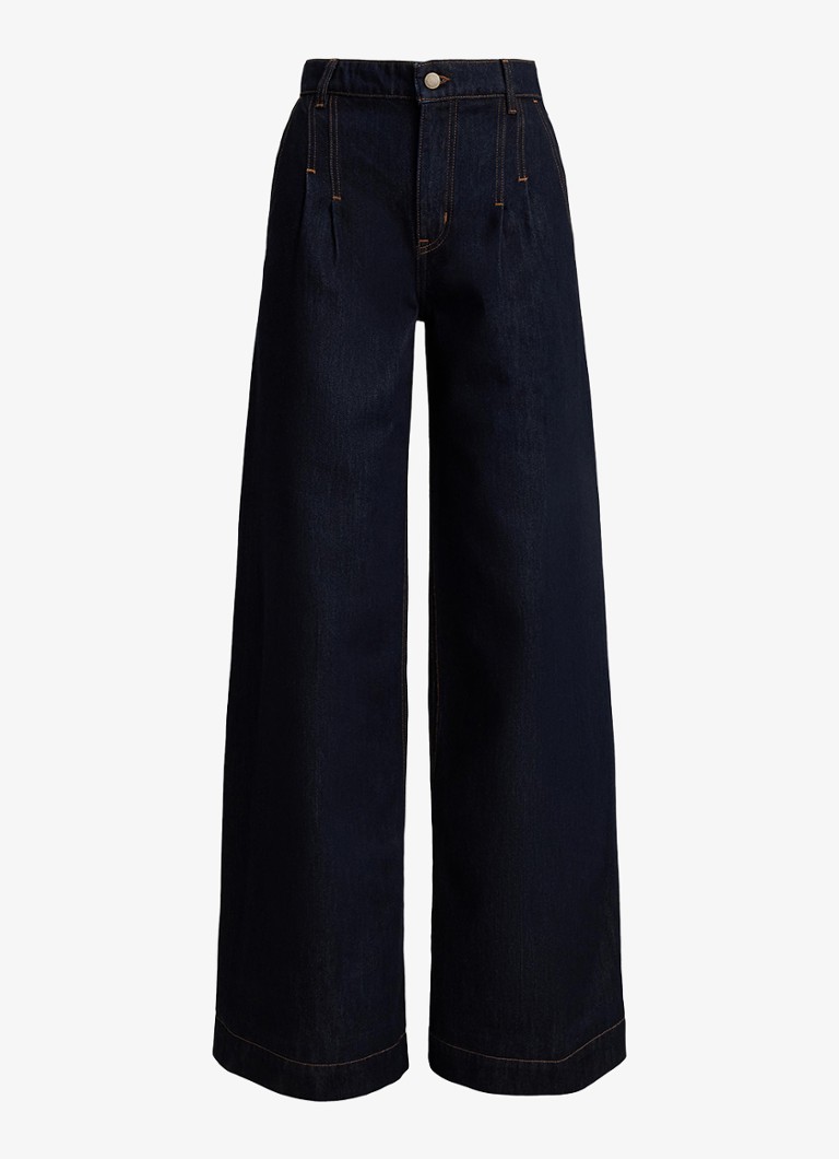 Ralph Lauren Dames High waist wide fit jeans met plooidetails in de kleur Donkerblauw