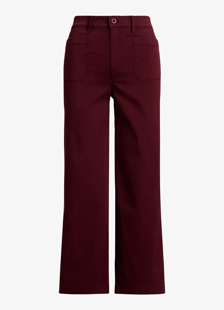 Ralph Lauren Dames High waist flaired fit cropped chino met steekzakken in de kleur Dark Garnet / Bordeauxrood