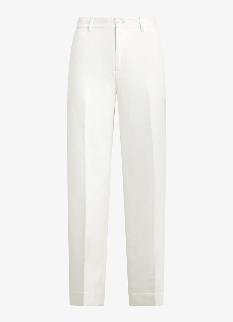 Ralph Lauren Dames High waist wide fit pantalon in linnenblend in de kleur Wit