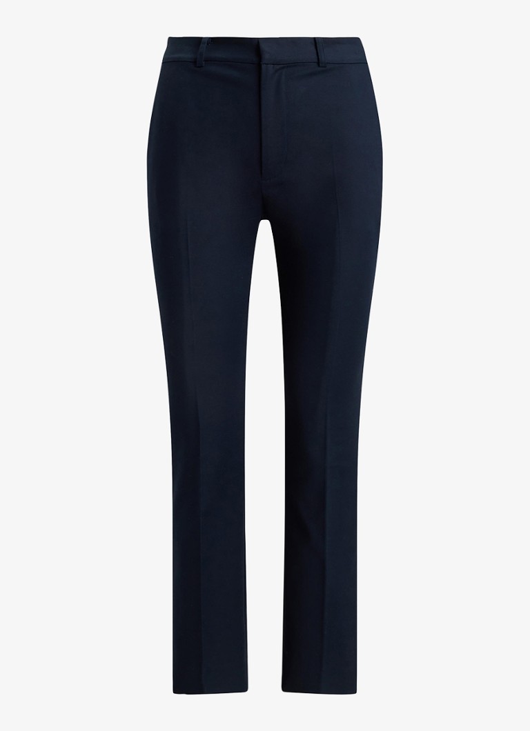 Ralph Lauren Dames High waist slim fit pantalon met steekzakken in de kleur Lauren Navy / Blauw