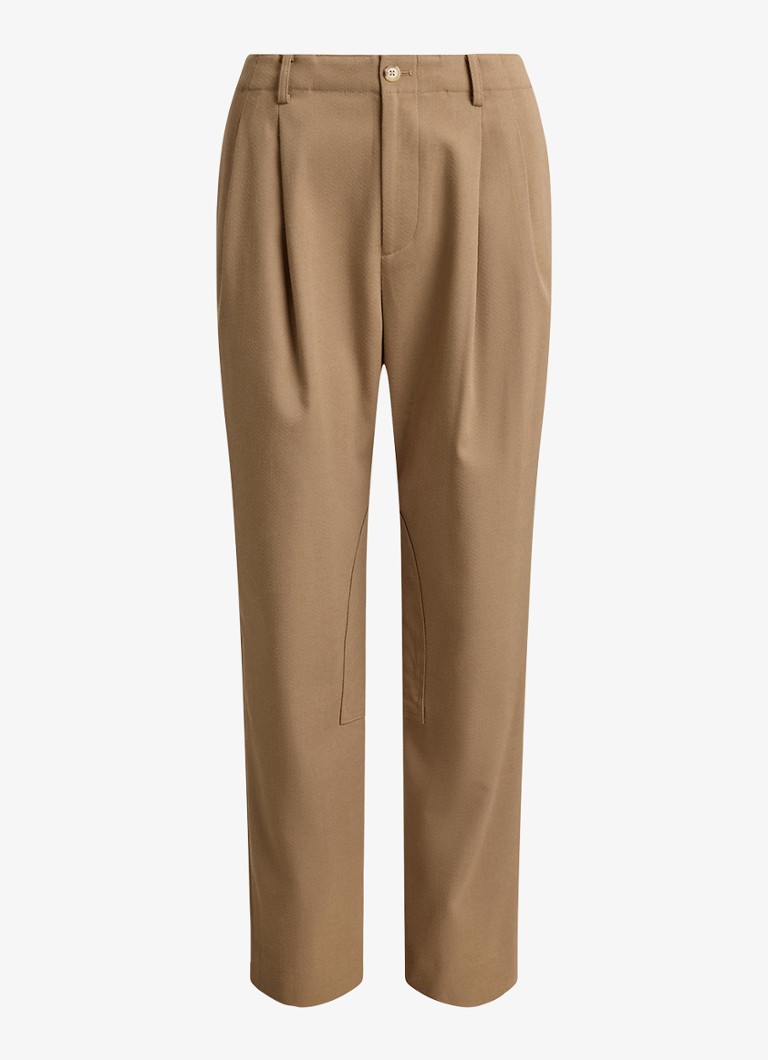 Ralph Lauren Dames High waist slim fit pantalon met steekzakken in de kleur Lauren Camel / Beige