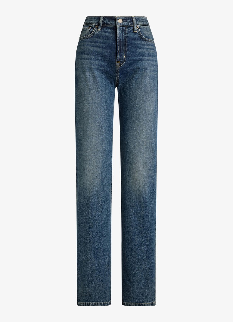 Ralph Lauren Dames High waist straight leg jeans met medium wassing in de kleur Haze Wash / Indigo