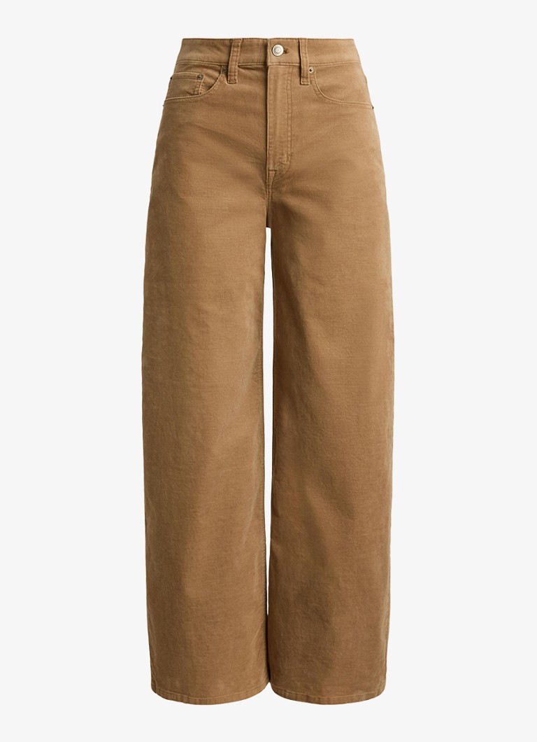 Ralph Lauren Dames High waist wide leg jeans van corduroy in de kleur Lauren Camel / Beige