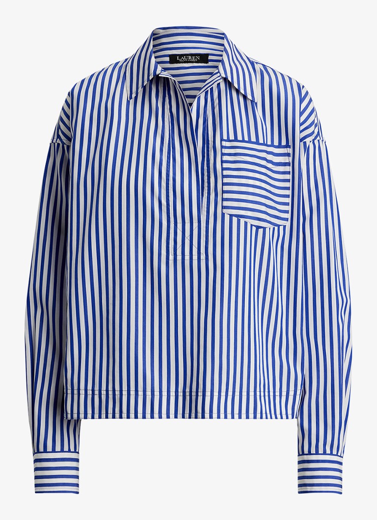 Ralph Lauren Dames Tuniek met streepprint en borstzak in de kleur Blauw