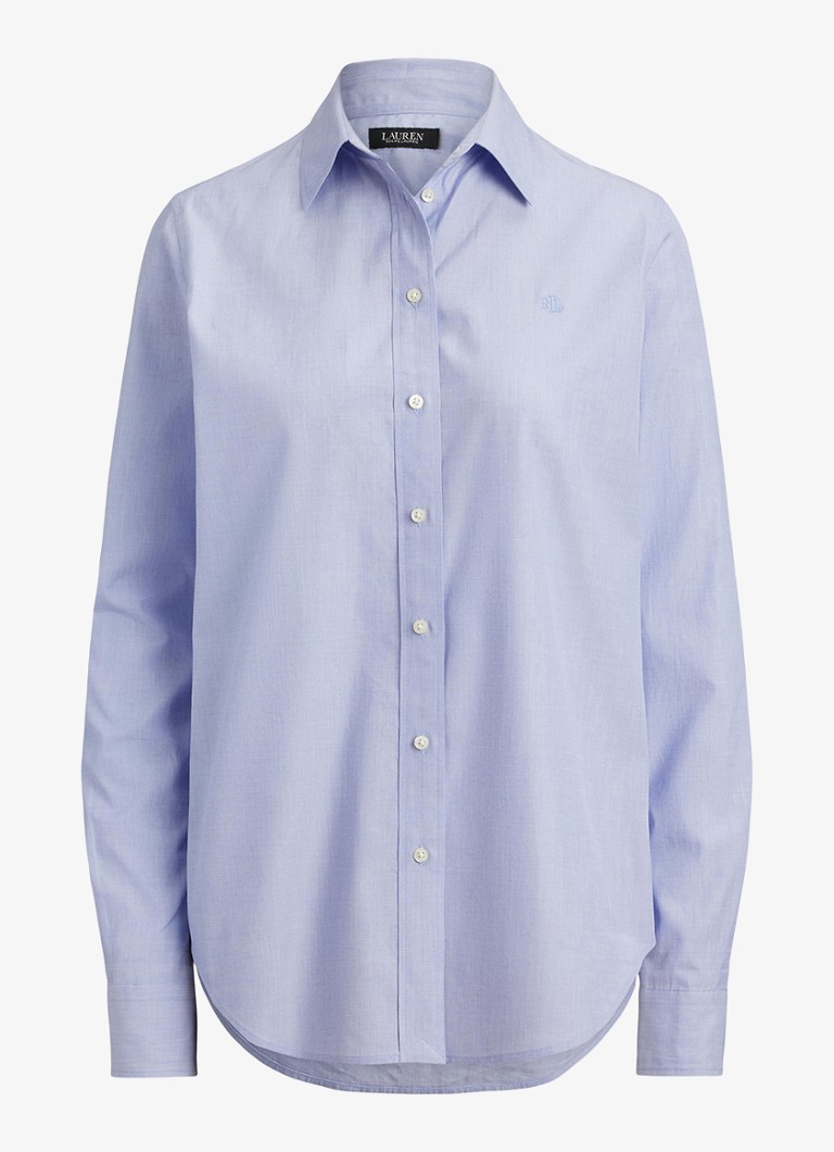 Ralph Lauren Dames Classic fit blouse met logoborduring in de kleur Lichtblauw