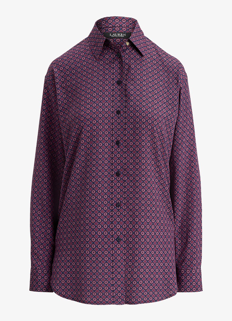 Ralph Lauren Dames Relaxed fit blouse met grafische print in de kleur Navy Multi / Donkerrood