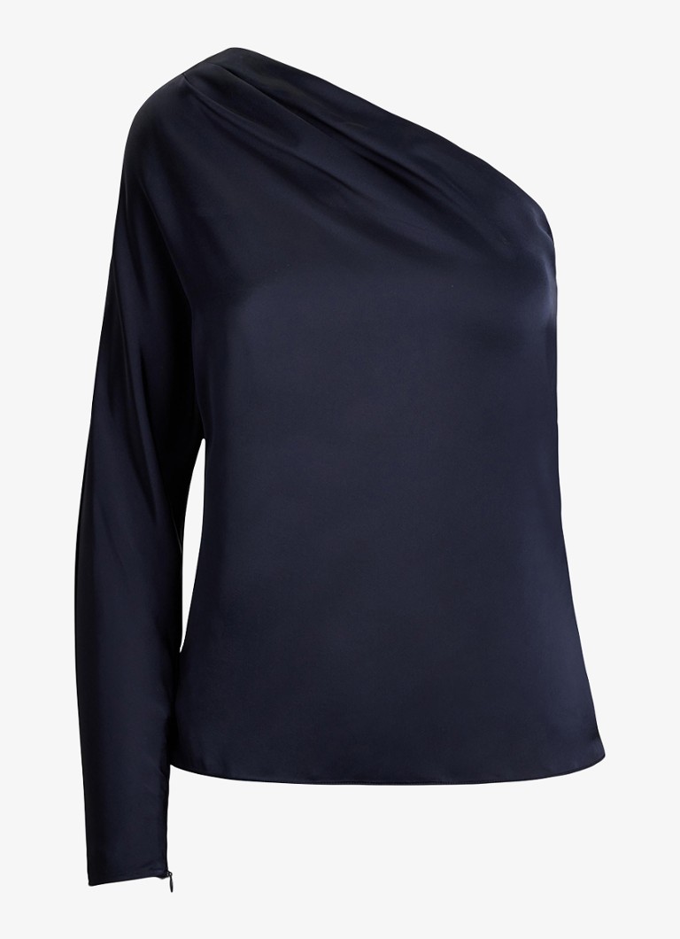 Ralph Lauren Dames One shoulder top met plooidetail in de kleur Donkerblauw