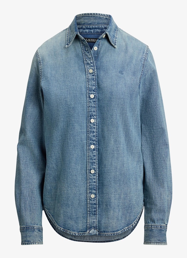 Ralph Lauren Dames Classic fit blouse van denim met logoborduring in de kleur Indigo