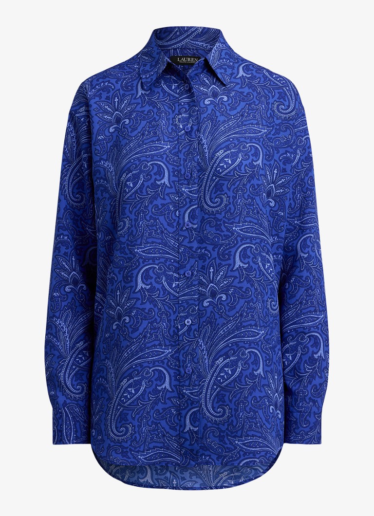 Ralph Lauren Dames Relaxed fit blouse met paisley print in de kleur Blue Multi / Blauw