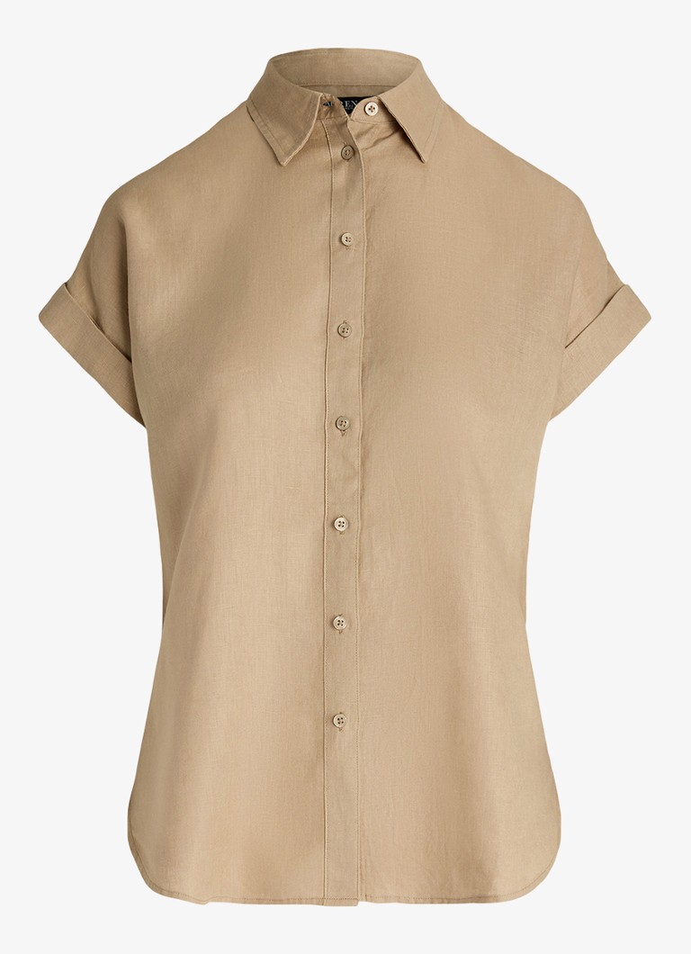Ralph Lauren Dames Blouse van linnen in de kleur Birch Tan / Beige