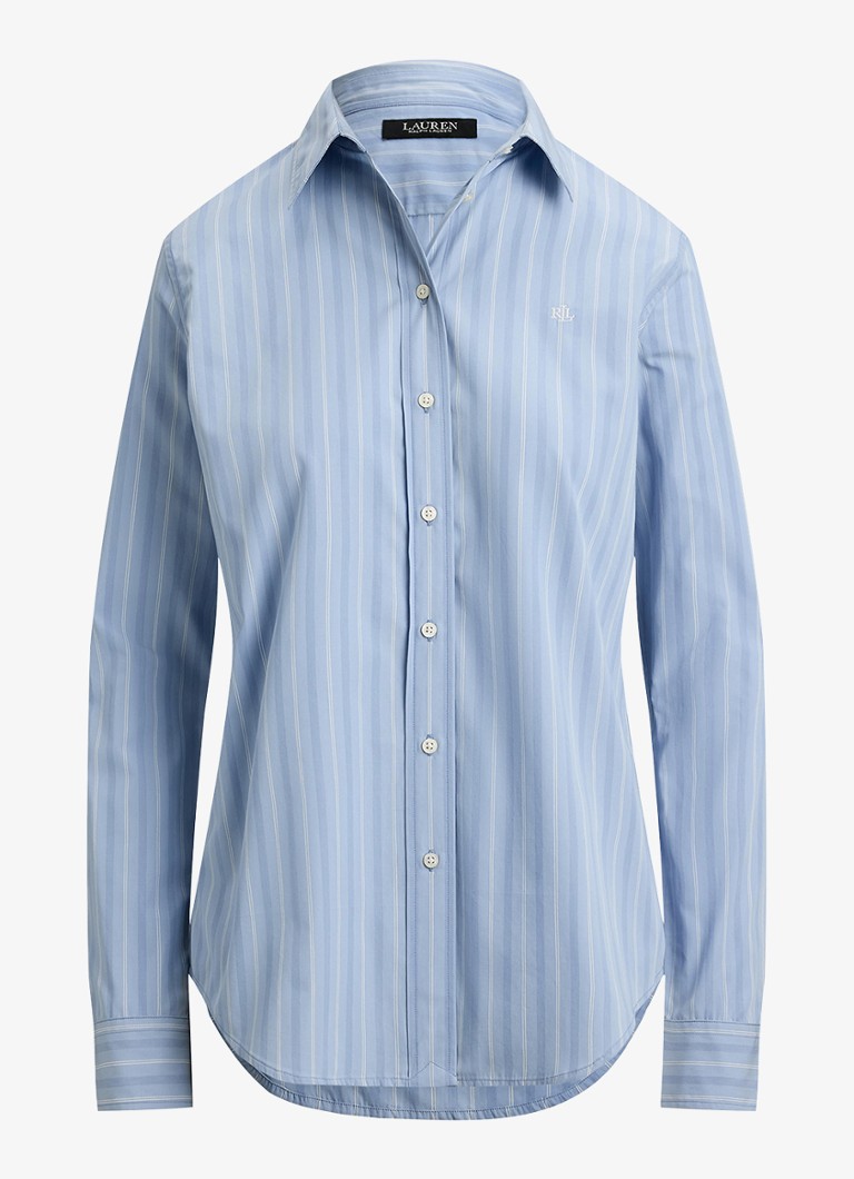 Ralph Lauren Dames Blouse met streepprint en logoborduring in de kleur Blue/White / Blauw