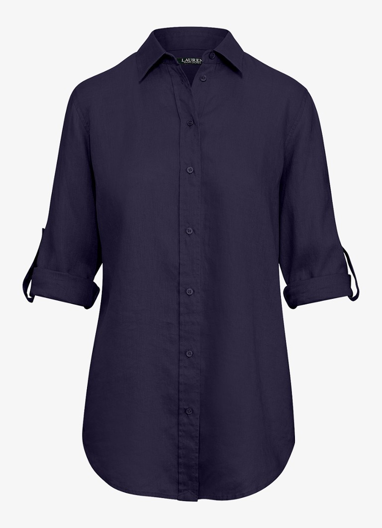 Ralph Lauren Dames Relaxed fit linnen overhemd in de kleur Blauw