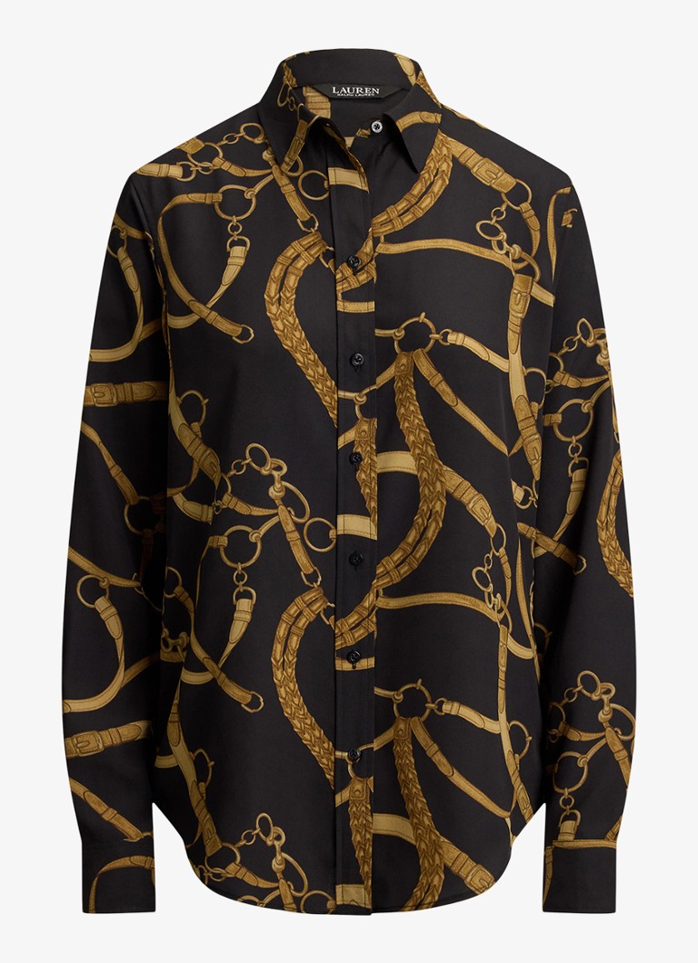 Ralph Lauren Dames Blouse met print in de kleur Black/Tan / Zwart